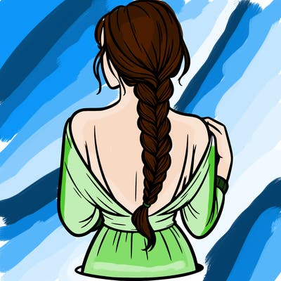 woman turning her back with a braid