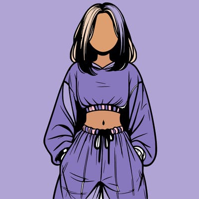realistic girl faceless with baggy pants and a crop top