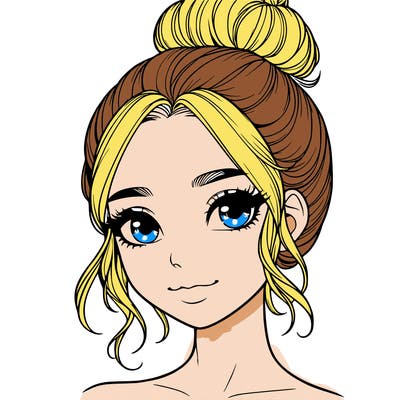 realistic pretty girl with hair in bun