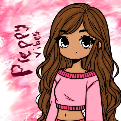 girl with long hair and a crop top with a sweater