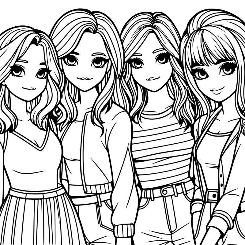 a group of girls realistic