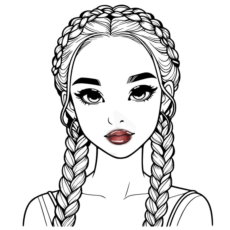 realistic girl with braids