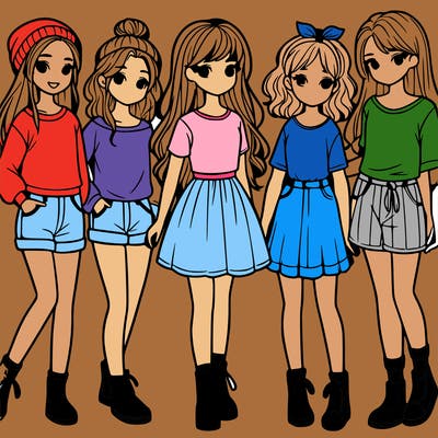 a group of five girls