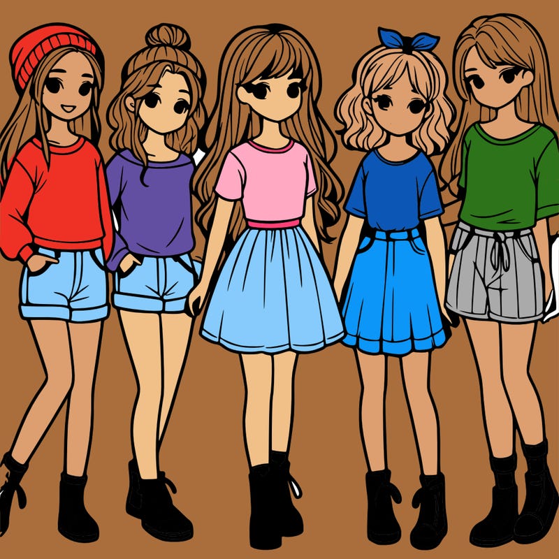 a group of five girls