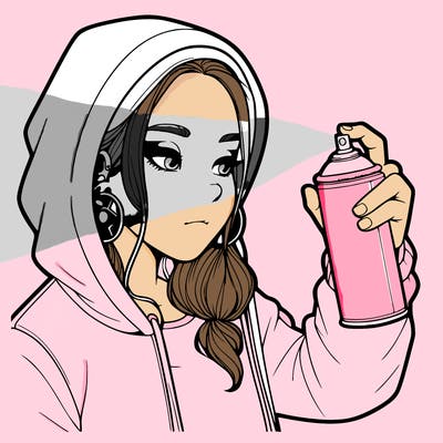 a realistic girl, spray painting