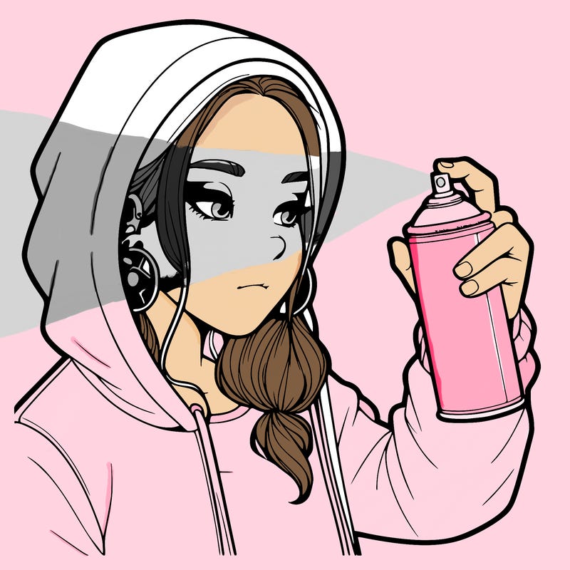 a realistic girl, spray painting