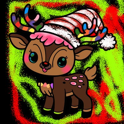 christmas reindeer with santa hat