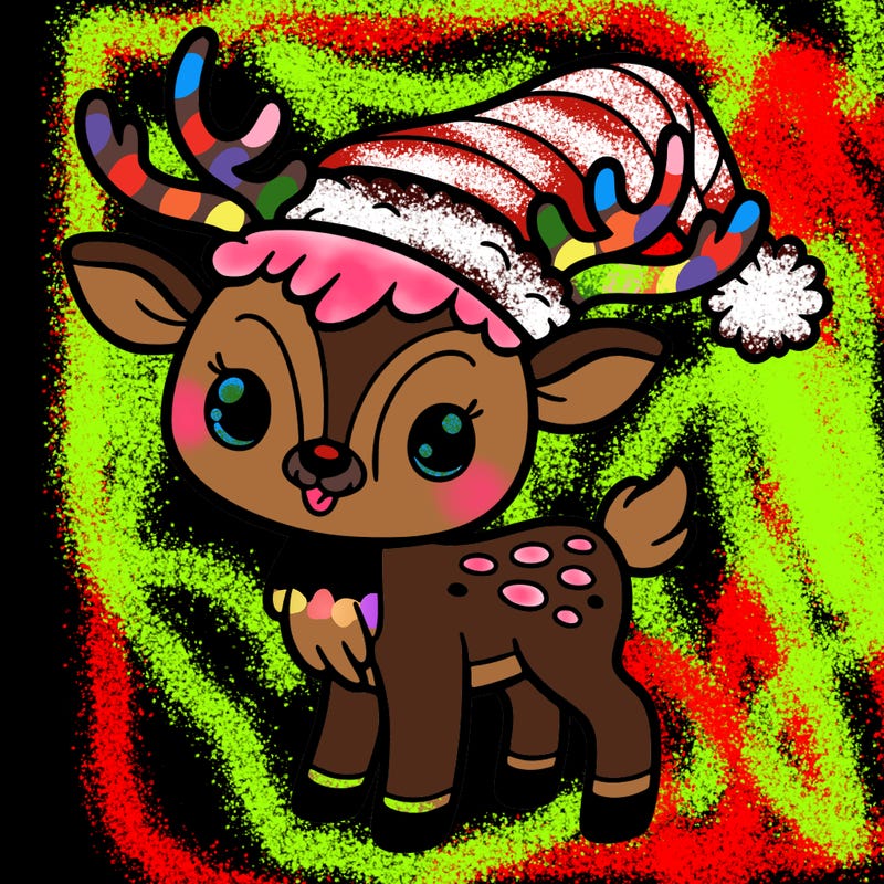 christmas reindeer with santa hat