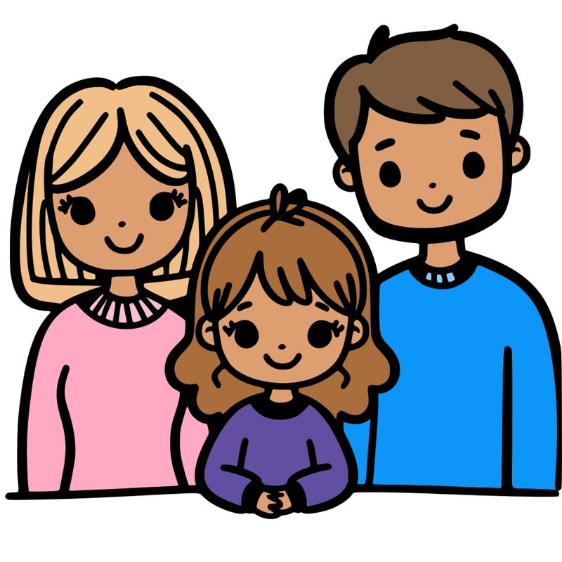 girl with mom and dad