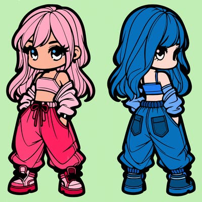 girl in crop top and baggy pants