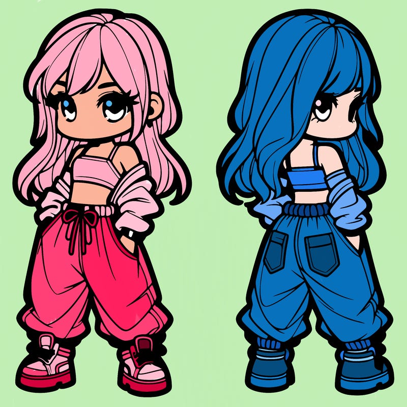 girl in crop top and baggy pants