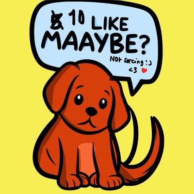 a puppy that says 5 like maybe