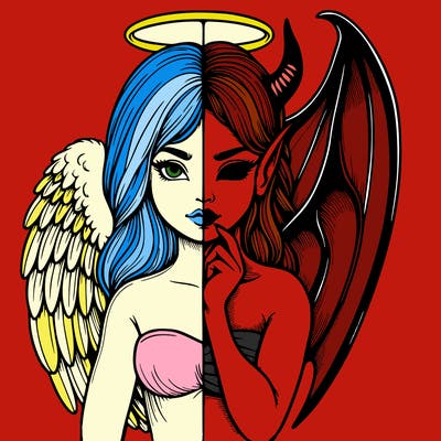 realistic angel half demon