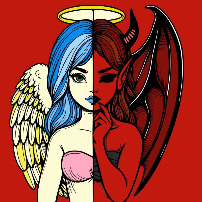 realistic angel half demon