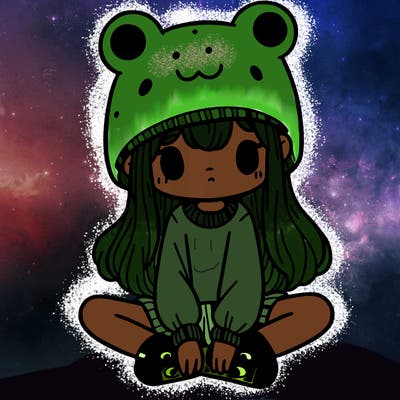a girl wearing a frog hat and some frog socks