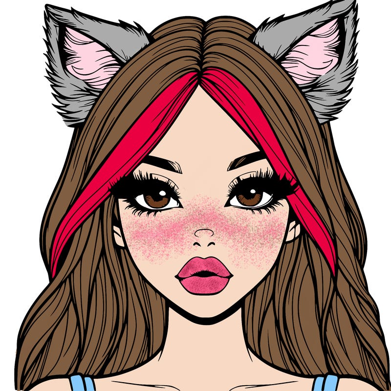 realistic girl with fox ears and realistic lips