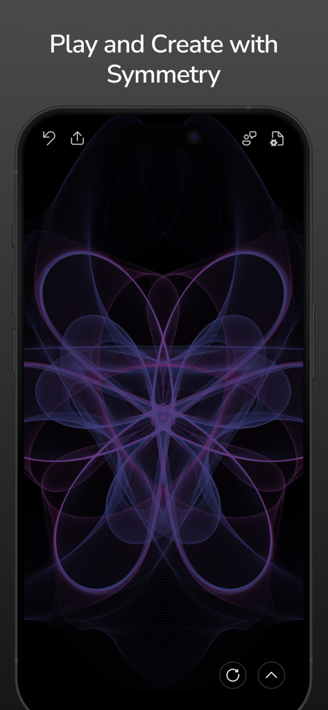 Symmetrical abstract art created with purple and blue fluid brushes in Flowpaper