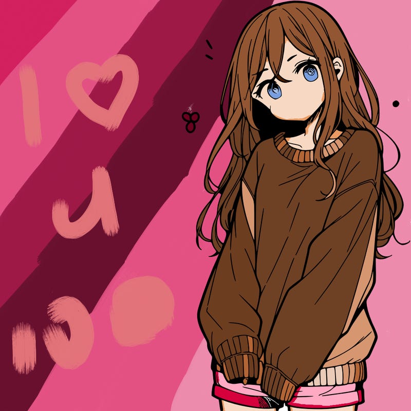manga teen girl  in a sweater and baggy pants