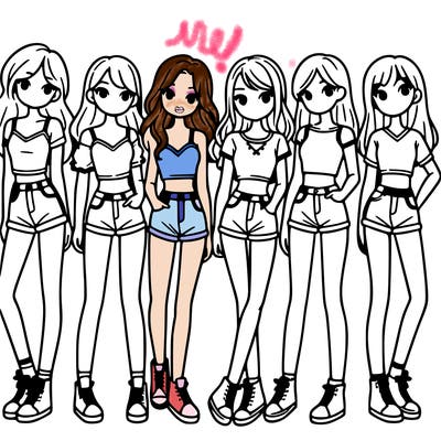 a group of girls wearing crop tops and shorts