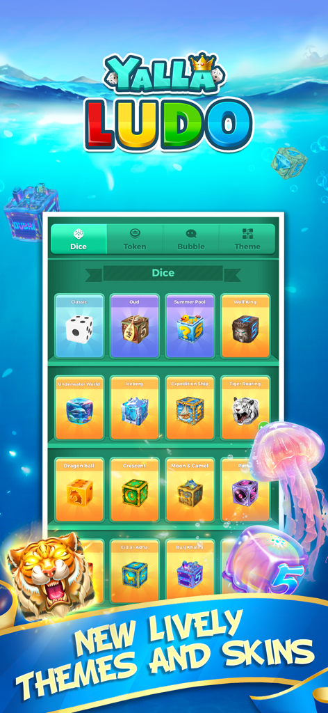 Custom dice skins and themes in Yalla Ludo app