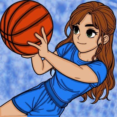 realistic girl playing basketball