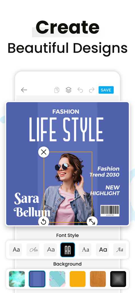 Social Media Post Maker - Postwizz app interface for designing social media posts with fashion templates