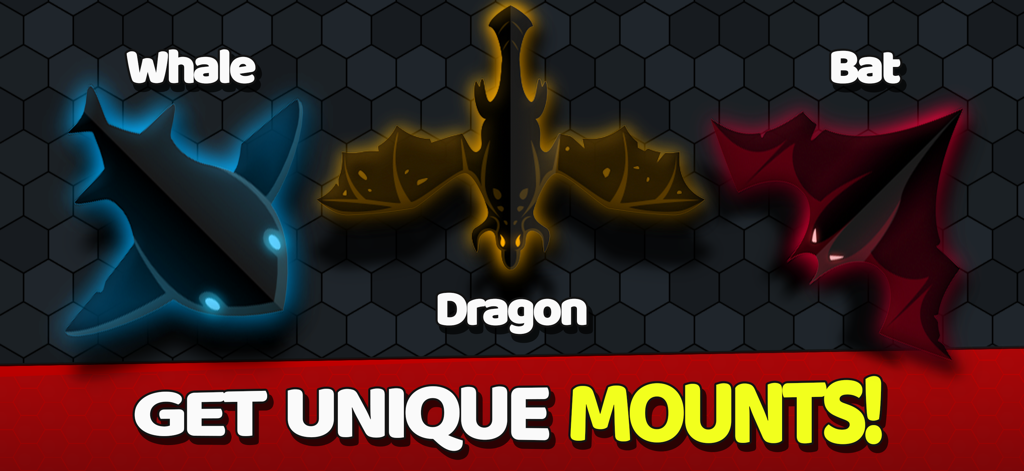 Unique mounts in EvoWars.io including whale dragon and bat creatures