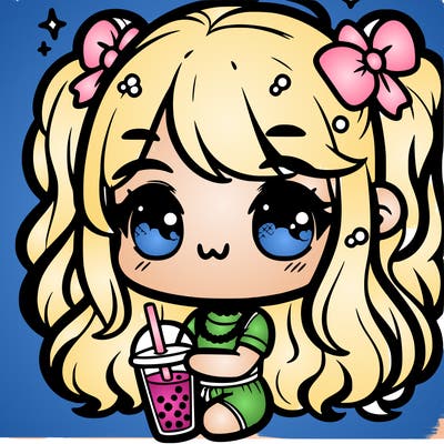 kawaii girl with boba
