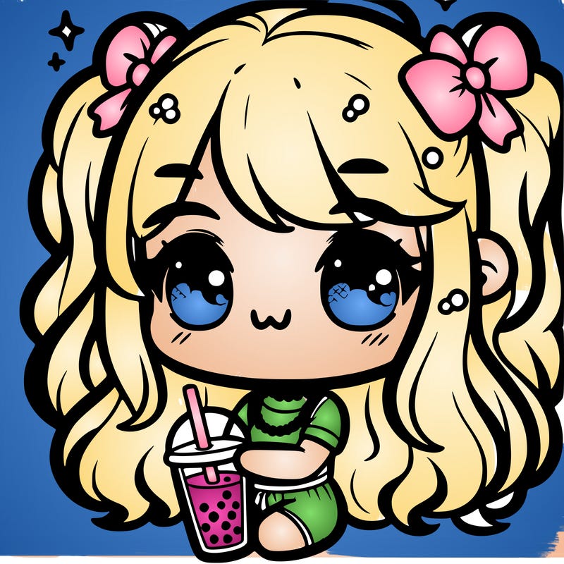 kawaii girl with boba