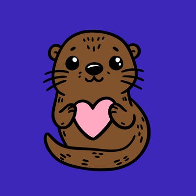 otter with a heart