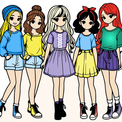 a group of five girls