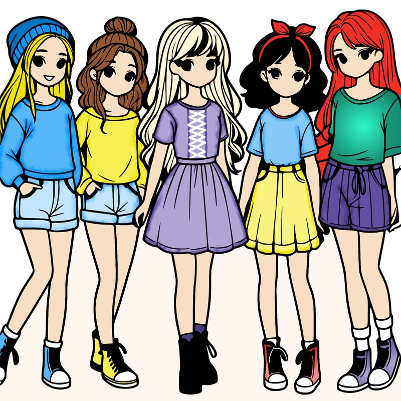 a group of five girls