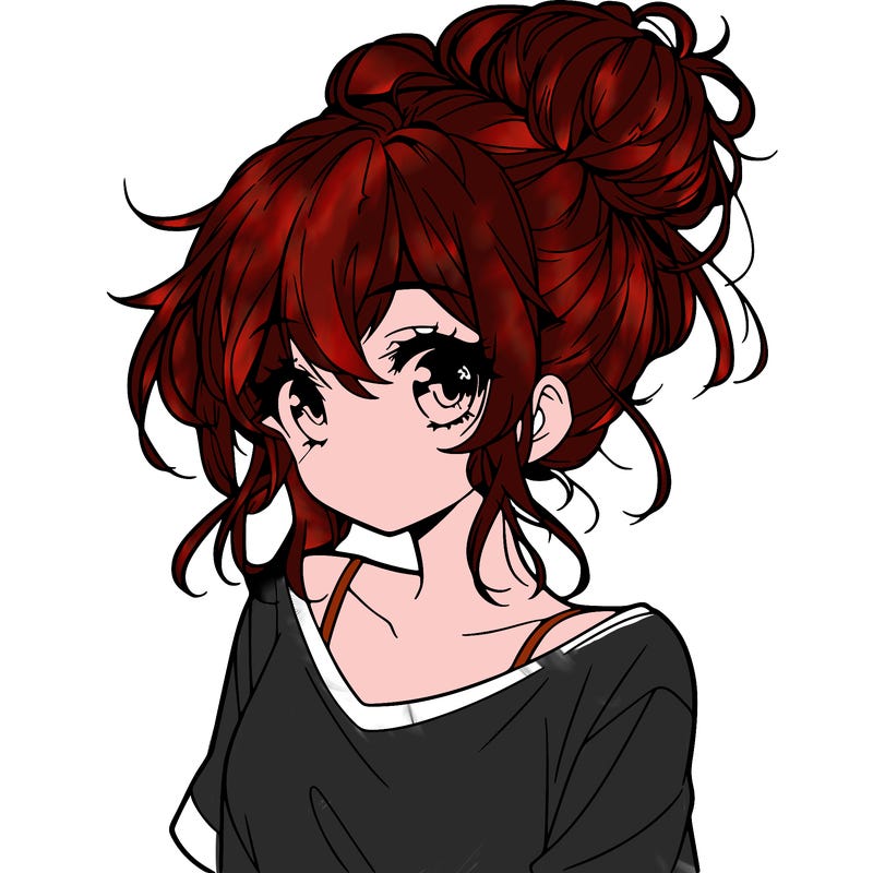 a beautiful anime girl with a messy bun
