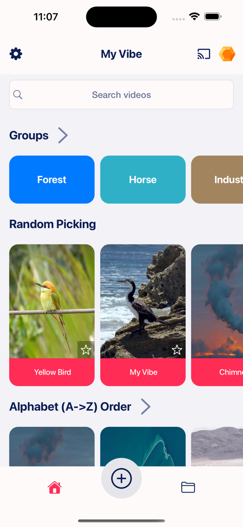 Fuevana IPTV Pro - Tela inicial do Fuevana IPTV Pro mostrando grupos de vídeos e categorias de conteúdo em uma interface limpa.