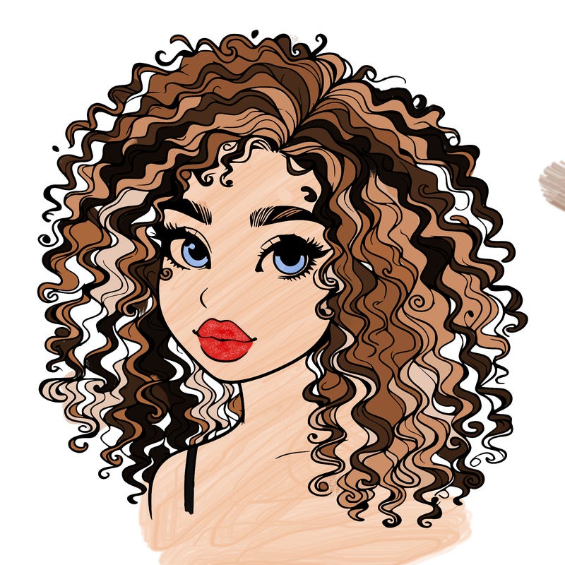 girl with curly hair realistic