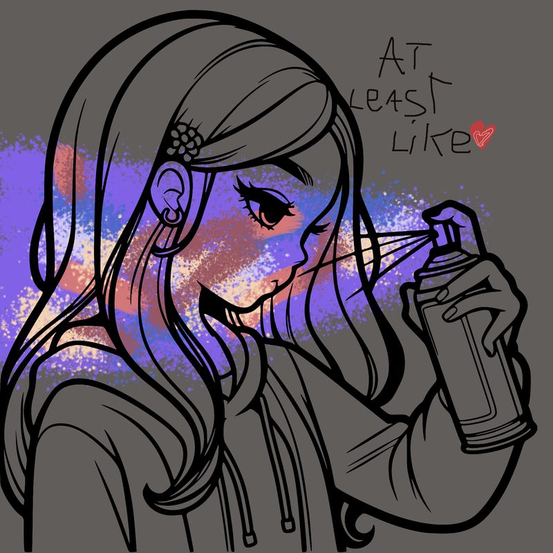 a realistic girl spray painting