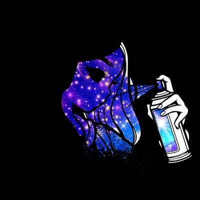 a realistic girl spray painting