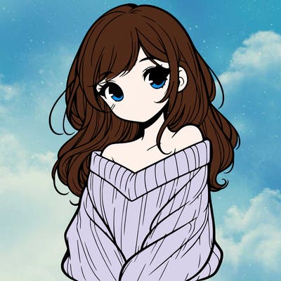 shy pretty girl wearing a sweater that is falling off one shoulder portrait