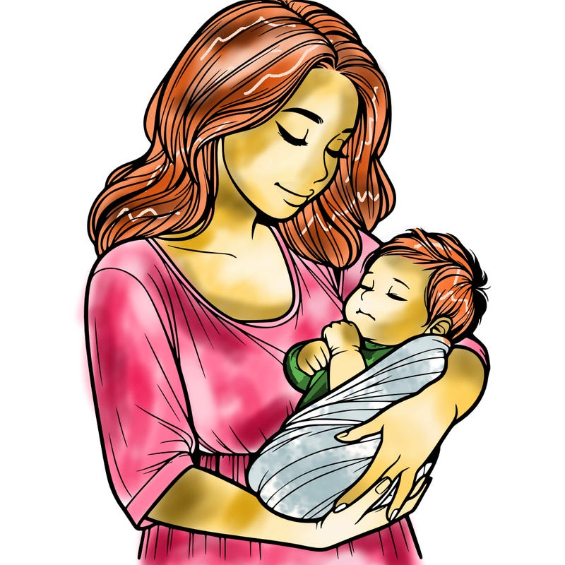 mother holding baby realistic