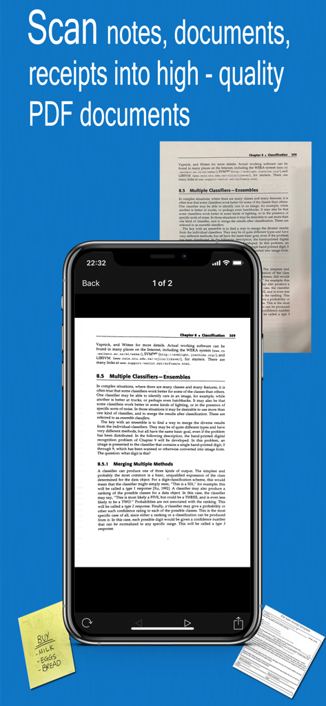 Fast Scanner : PDF Doc Scan - Schermata dell'iPhone che mostra un documento scansionato nell'interfaccia dell'app Fast Scanner