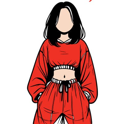 realistic girl faceless with baggy pants and a crop top