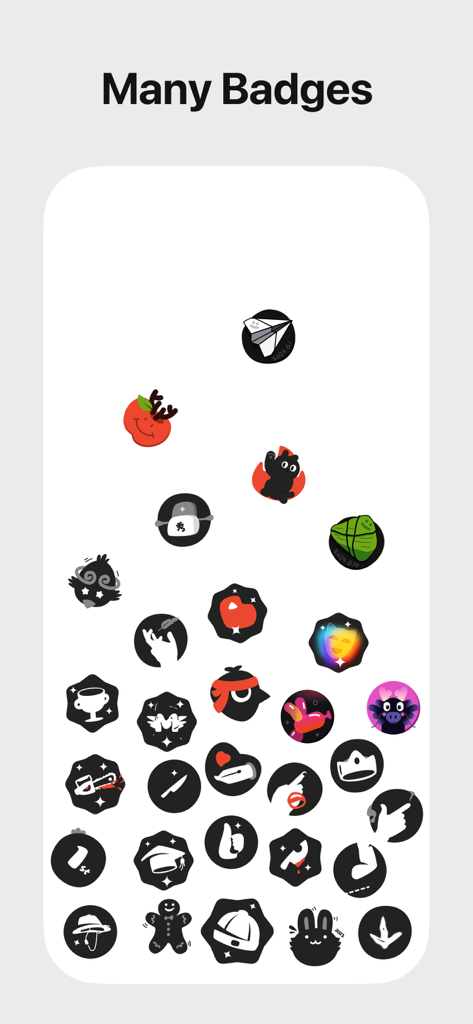 A collection of colorful and illustrated achievement badges earned through focused study sessions in ChickFocus