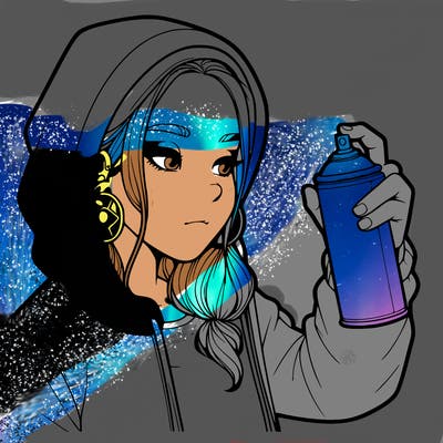 a realistic girl, spray painting