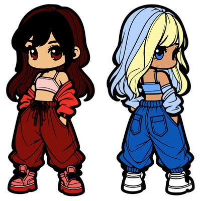 girl in crop top and baggy pants