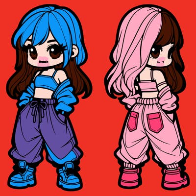 girl in crop top and baggy pants