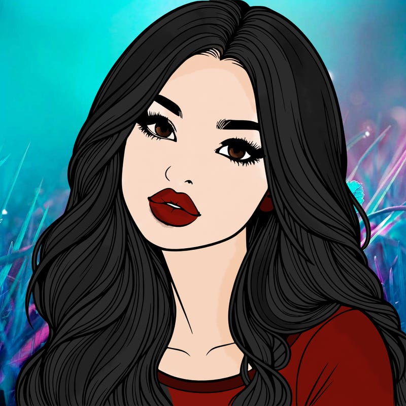 realistic girl with hair on her hair and lips