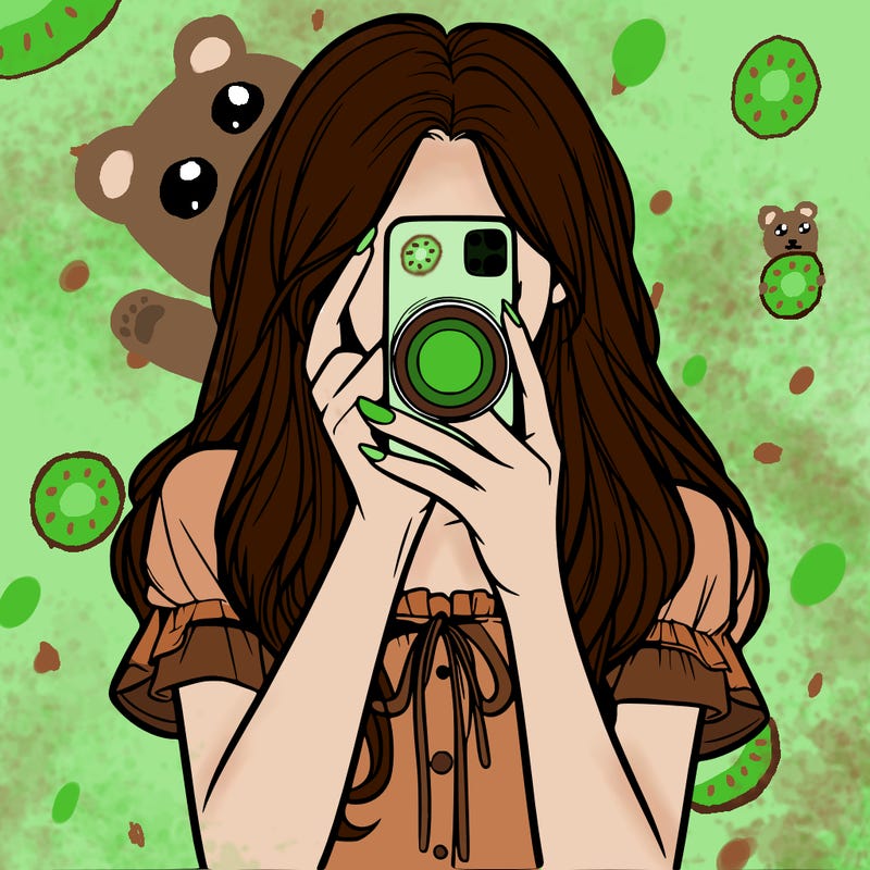 a realistic girl holding her phone taking pictures
