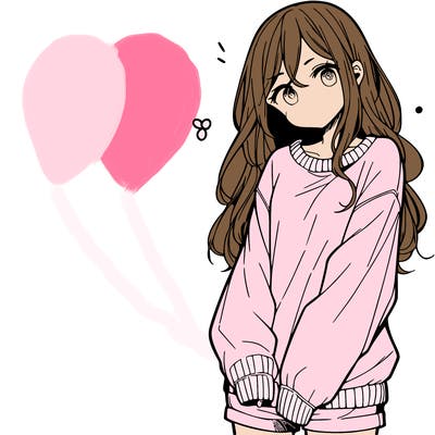 manga teen girl  in a sweater and baggy pants