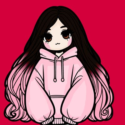 girl with an oversized hoodie on and long hair