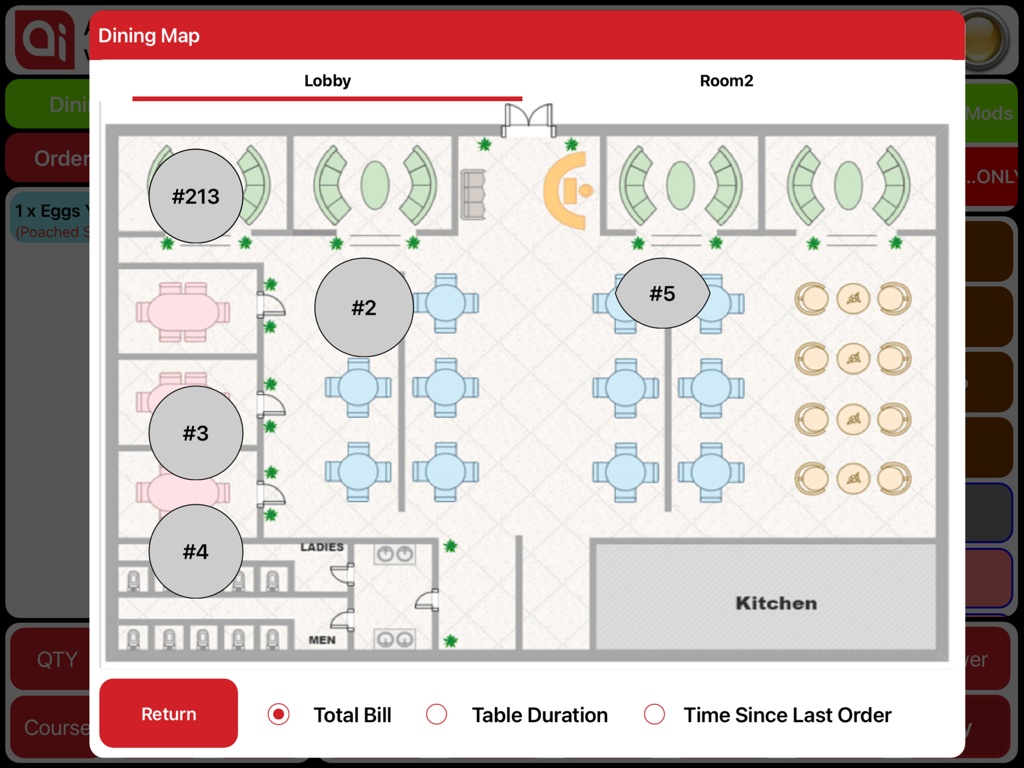 Ai-POSX - Ai-POSX dining map showing restaurant floor plan and table tracking